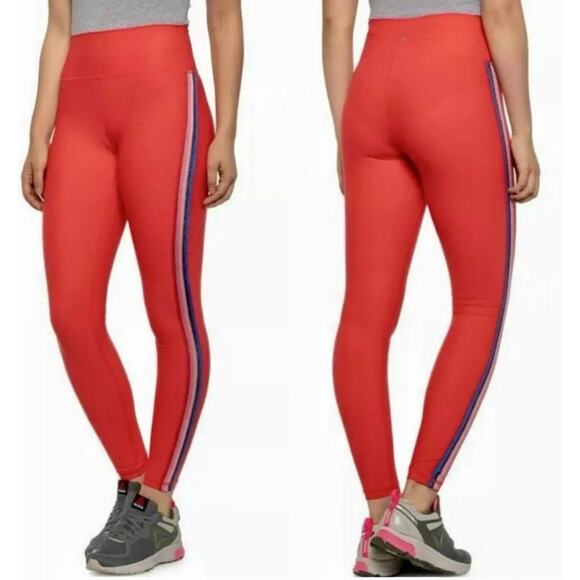 Spiritual Gangster Leggings Red 7/8 High Waist Side Metallic Stripe Sides M NWT - Picture 2 of 9